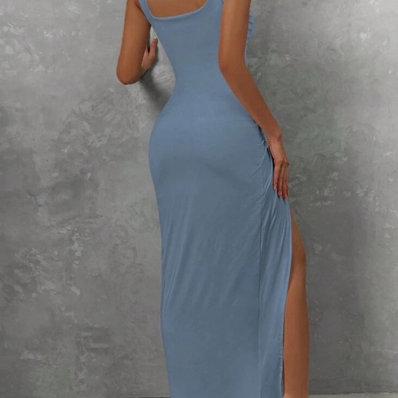 NWOT Elegant Blue Cutout Maxi Dress - Picture 4 of 5